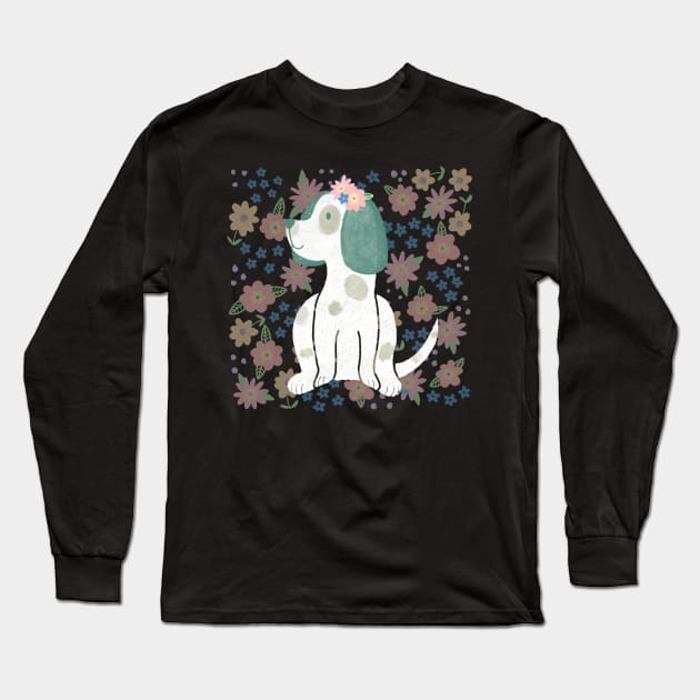 Flower Power Pup Long Sleeve T-Shirt by RuthMCreative